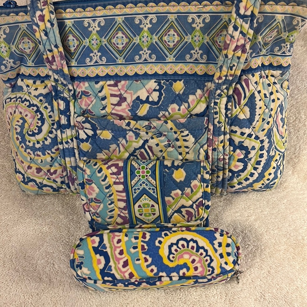 Capri Blue Small Tote, Trifold Wallet & Zip Eyeglass Case